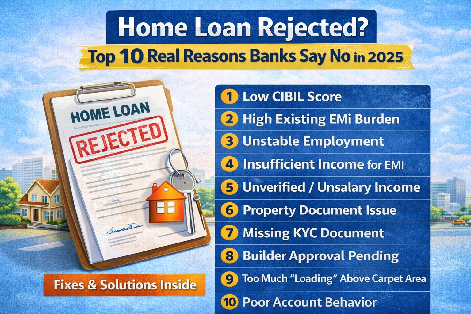 Home Loan Rejected? Top 10 Real Reasons Banks Say No In 2025