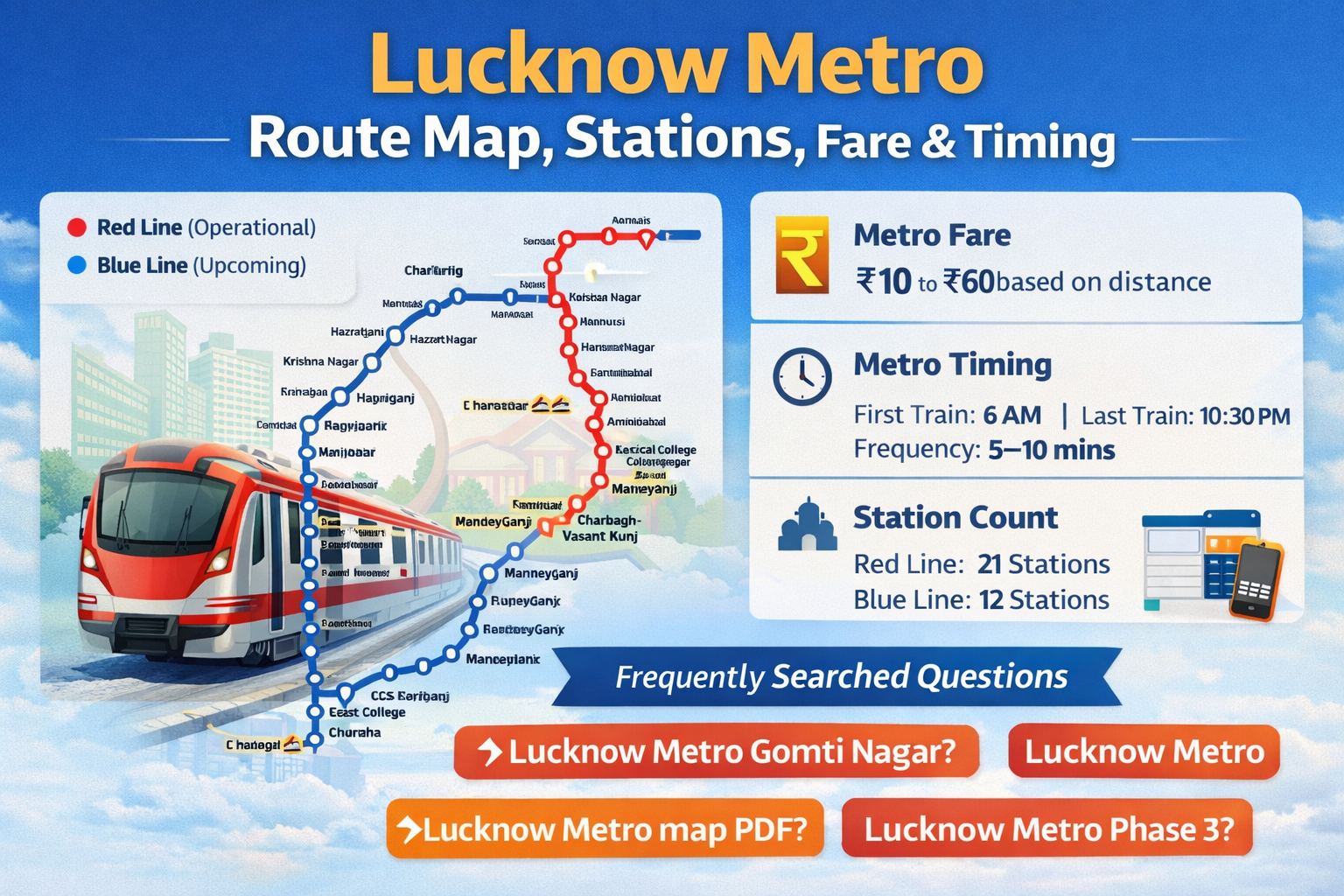Lucknow Metro Map, Route, Stations List, Fare &Amp; Timing
